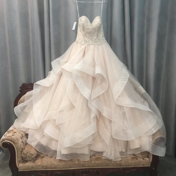 NEW Eddy K Wedding Dress, Blush Swarovski Ballgown Princess, Size 10 Reg $4999 - Picture 6 of 11